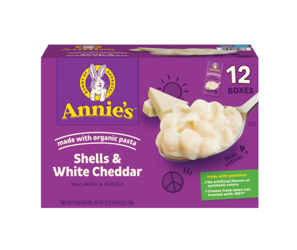 Annie’s Organic Shells & White Cheddar Mac & Cheese (12-Pack, 6 oz Each)