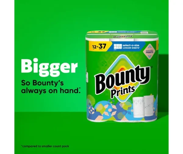 Bounty Prints Select-A-Size 2-Ply Paper Towels (12 Rolls, 128 Sheets/Roll) - Image 8