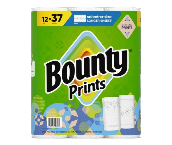 Bounty Prints Select-A-Size 2-Ply Paper Towels (12 Rolls, 128 Sheets/Roll) - Image 9