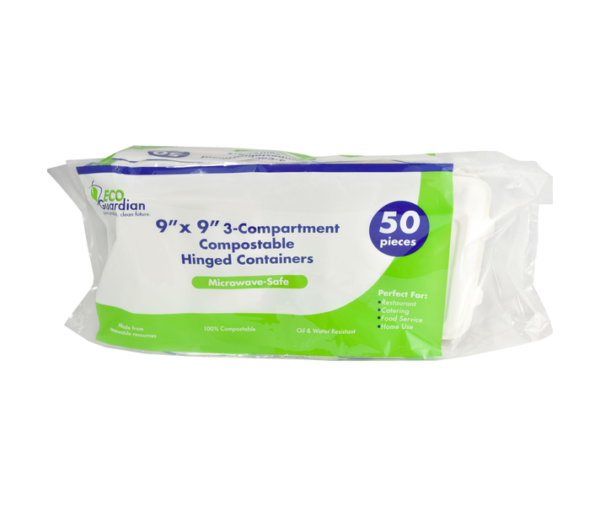 Eco Guardian Compartment Compostable Hinged Containers 01