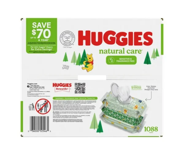 Huggies Natural Care Sensitive Baby Wipes – Fragrance-Free (1088 Wipes Total) - Image 12