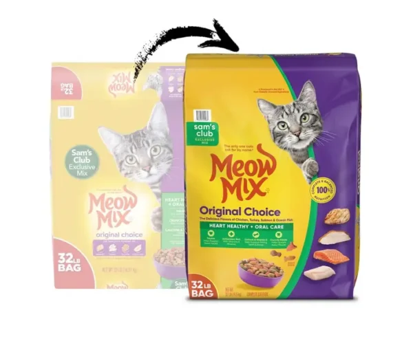 Meow Mix Original Choice Adult Dry Cat Food – Heart Healthy & Oral Care (32 lbs) - Image 2