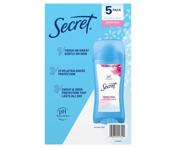 Secret Invisible Solid Antiperspirant – Powder Fresh (5 Pack, 2.6 oz Each) - Image 9