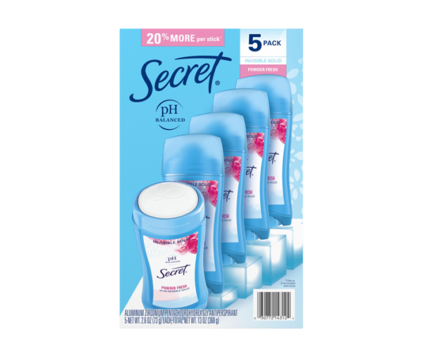 Secret Invisible Solid Antiperspirant – Powder Fresh (5 Pack, 2.6 oz Each) - Image 10