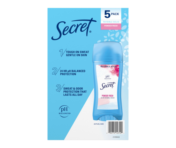 Secret Invisible Solid Antiperspirant – Powder Fresh (5 Pack, 2.6 oz Each) - Image 11